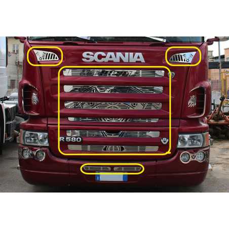 KIT MASCHERINA INOX CON LOGO V8 E PISTONI SCANIA R