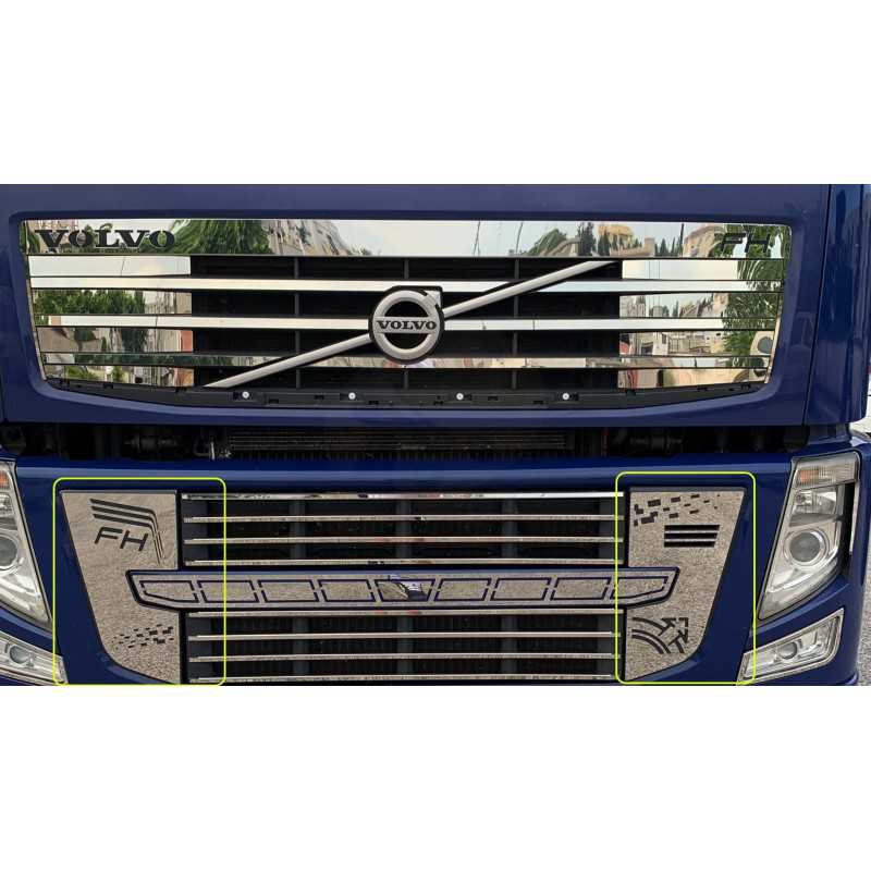 KIT OF EXTERNAL STAINLESS STEEL PLATES FOR LOWER MASK 2 PCS VOLVO FH3